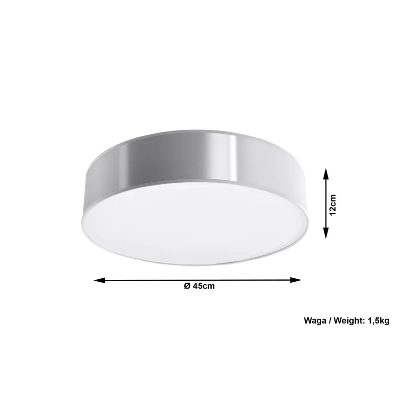 Plafonnier ARENA 45, PVC, gris, E27 - Pas cher