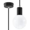 Suspension EDISON, acier/textile, noir, E27 - Pas cher