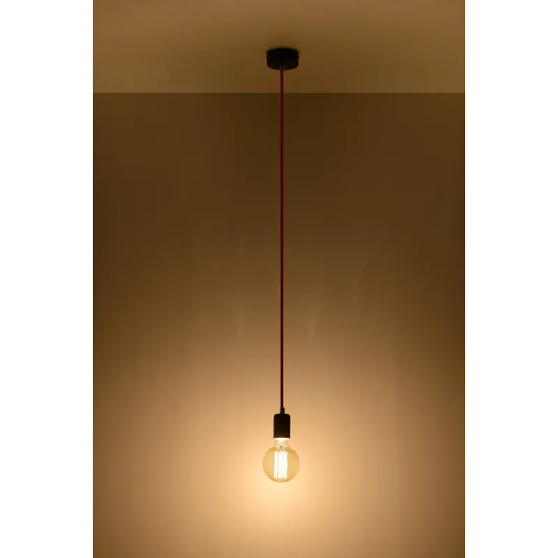 Suspension EDISON, acier/textile, noir, E27 - Pas cher
