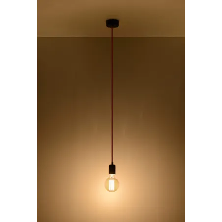 Suspension EDISON, acier/textile, noir, E27 - Pas cher