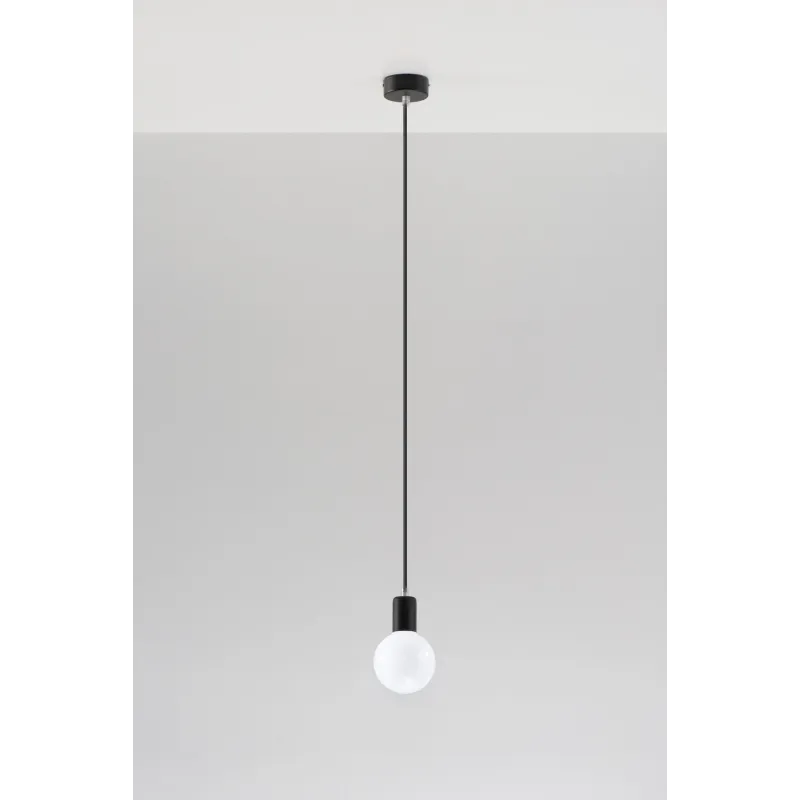 Suspension EDISON, acier/textile, noir, E27 - Pas cher