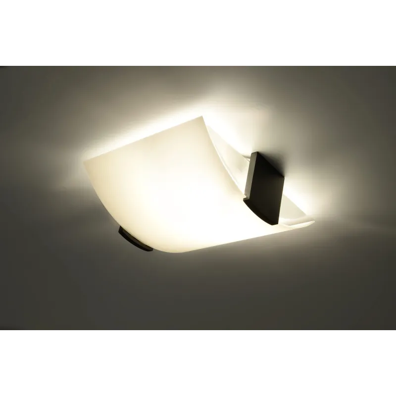 Plafonnier EMILIO, bois/verre, wenge, E27 - Pas cher