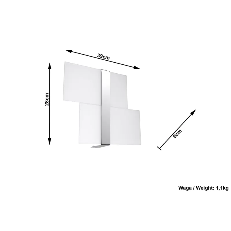 Applique MASSIMO, acier/verre, blanc/chrome - Pas cher