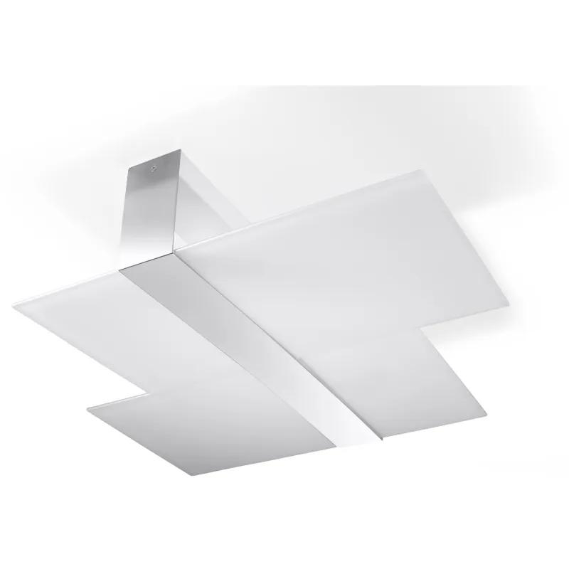 Plafonnier MASSIMO, acier/verre, blanc/chrome, E27 - Pas cher