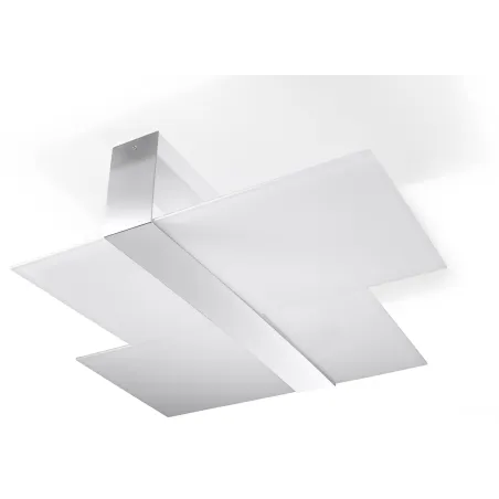 Plafonnier MASSIMO, acier/verre, blanc/chrome, E27 - Pas cher