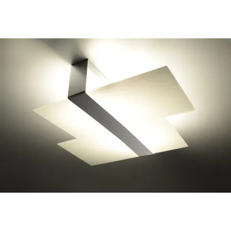 Plafonnier MASSIMO, acier/verre, blanc/chrome, E27 - Pas cher