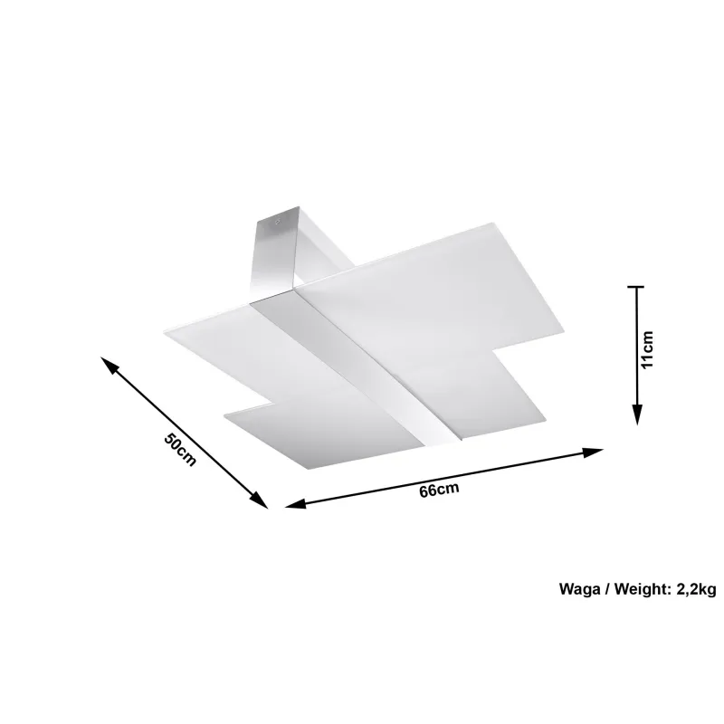 Plafonnier MASSIMO, acier/verre, blanc/chrome, E27 - Pas cher
