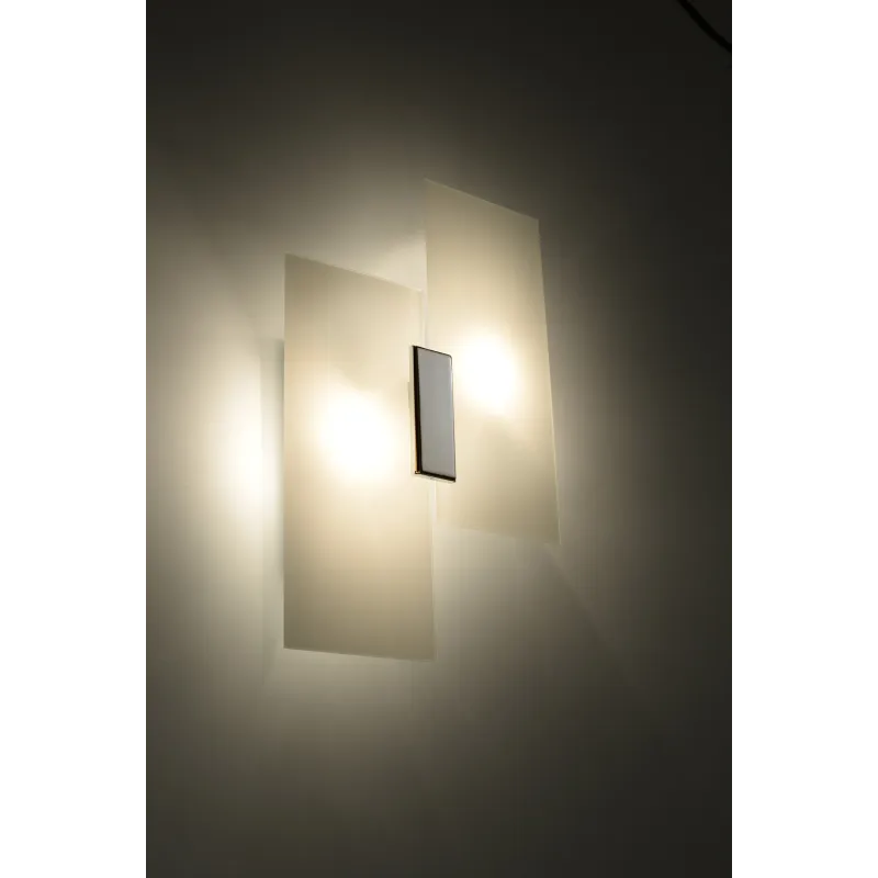 Applique FABIANO, acier/verre, blanc/chrome, E27 - Pas cher