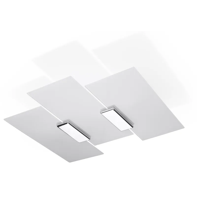 Plafonnier FABIANO, acier/verre, blanc/chrome, E27 - Pas cher