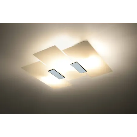 Plafonnier FABIANO, acier/verre, blanc/chrome, E27 - Pas cher