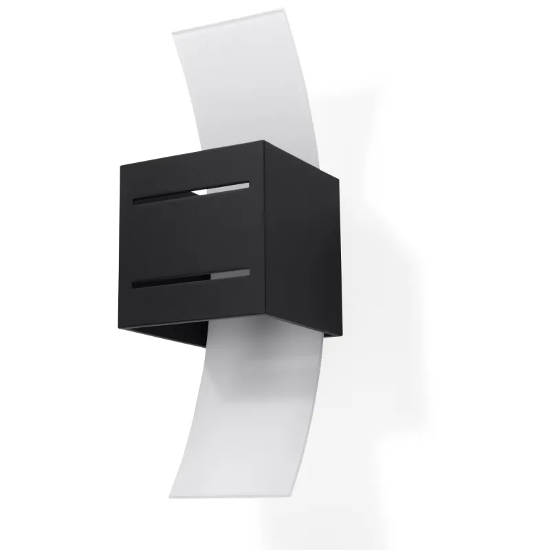 Applique LORETO, aluminium/verre, noir - Pas cher