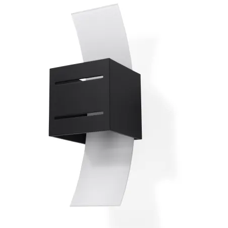 Applique LORETO, aluminium/verre, noir - Pas cher