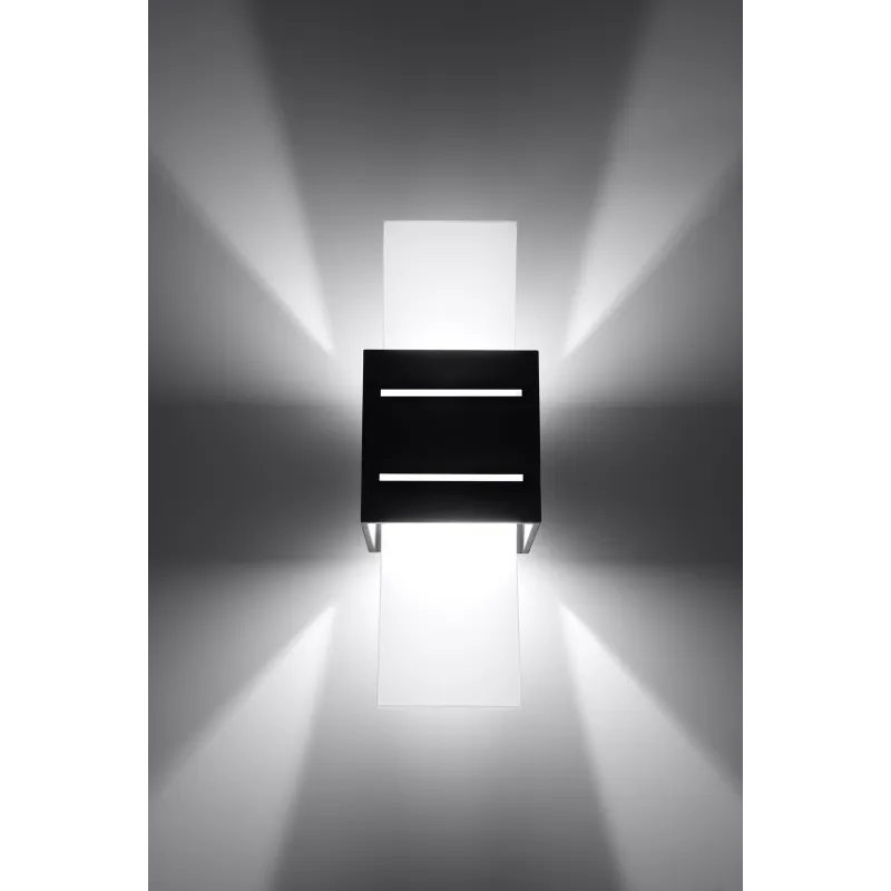 Applique LORETO, aluminium/verre, noir - Pas cher