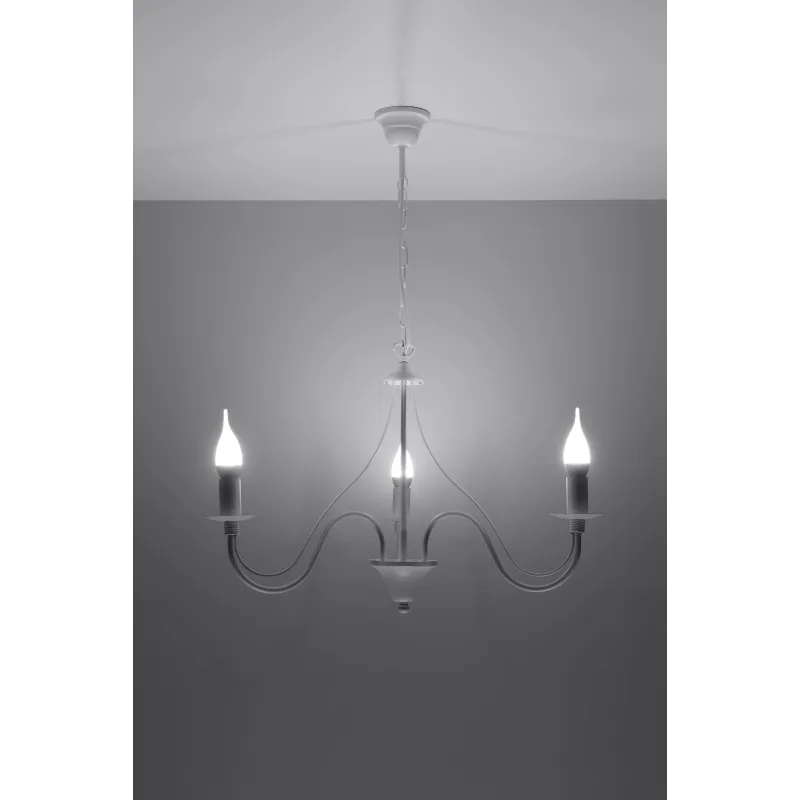 Chandelier MINERWA 3, acier, blanc - Pas cher