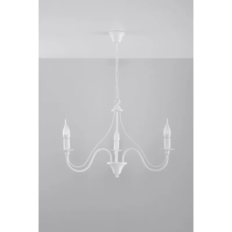 Chandelier MINERWA 3, acier, blanc - Pas cher
