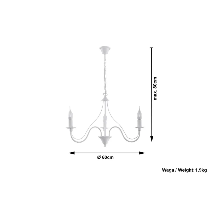 Chandelier MINERWA 3, acier, blanc - Pas cher
