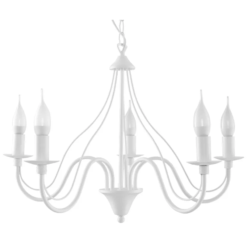 Chandelier MINERWA 5, acier, blanc - Pas cher