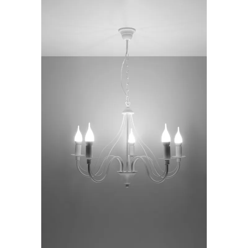 Chandelier MINERWA 5, acier, blanc - Pas cher