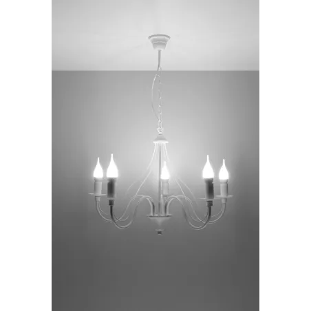 Chandelier MINERWA 5, acier, blanc - Pas cher