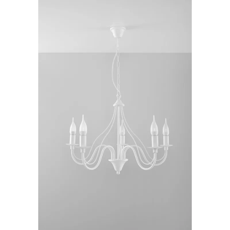 Chandelier MINERWA 5, acier, blanc - Pas cher