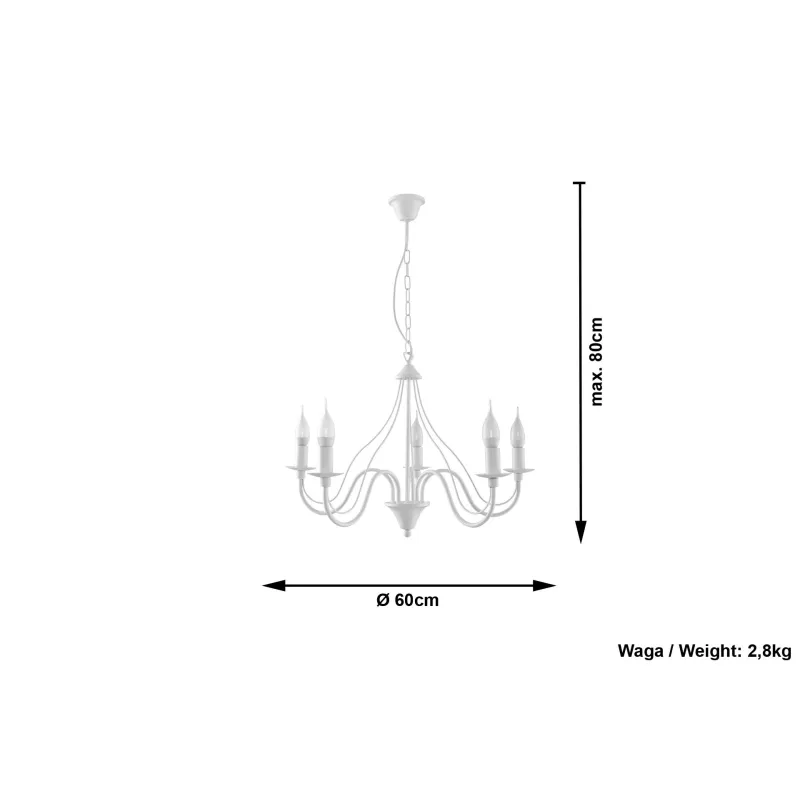 Chandelier MINERWA 5, acier, blanc - Pas cher