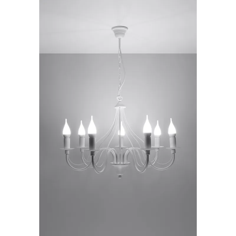 Chandelier MINERWA 7, acier, blanc - Pas cher