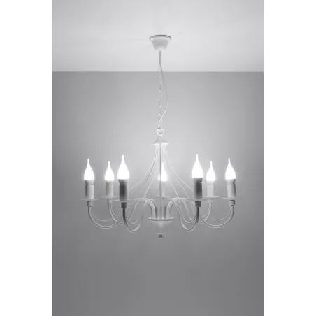 Chandelier MINERWA 7, acier, blanc - Pas cher