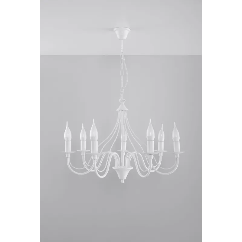 Chandelier MINERWA 7, acier, blanc - Pas cher
