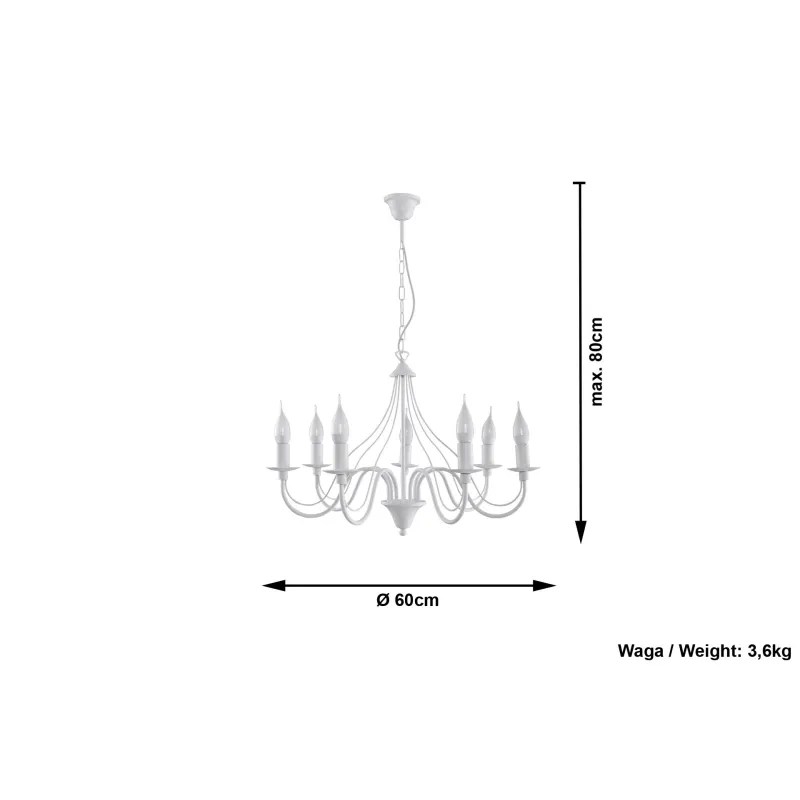 Chandelier MINERWA 7, acier, blanc - Pas cher