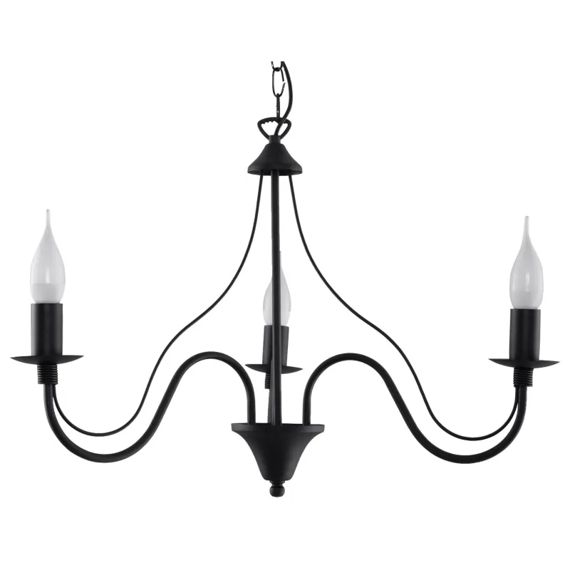 Chandelier MINERWA 3, acier, noir - Pas cher