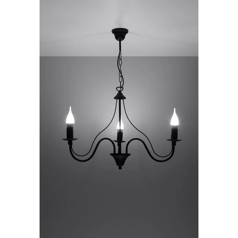Chandelier MINERWA 3, acier, noir - Pas cher