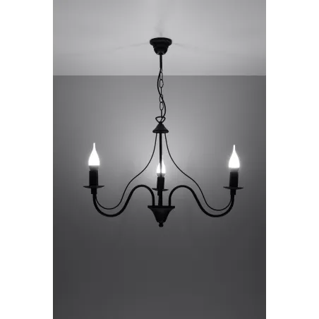 Chandelier MINERWA 3, acier, noir - Pas cher