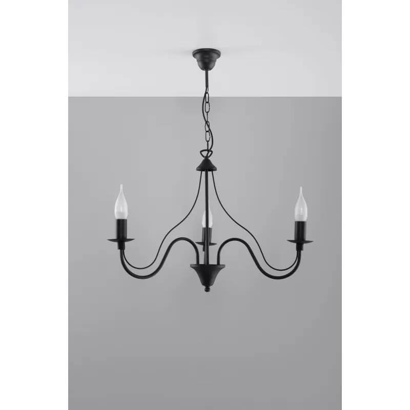 Chandelier MINERWA 3, acier, noir - Pas cher