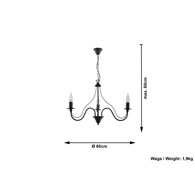 Chandelier MINERWA 3, acier, noir - Pas cher