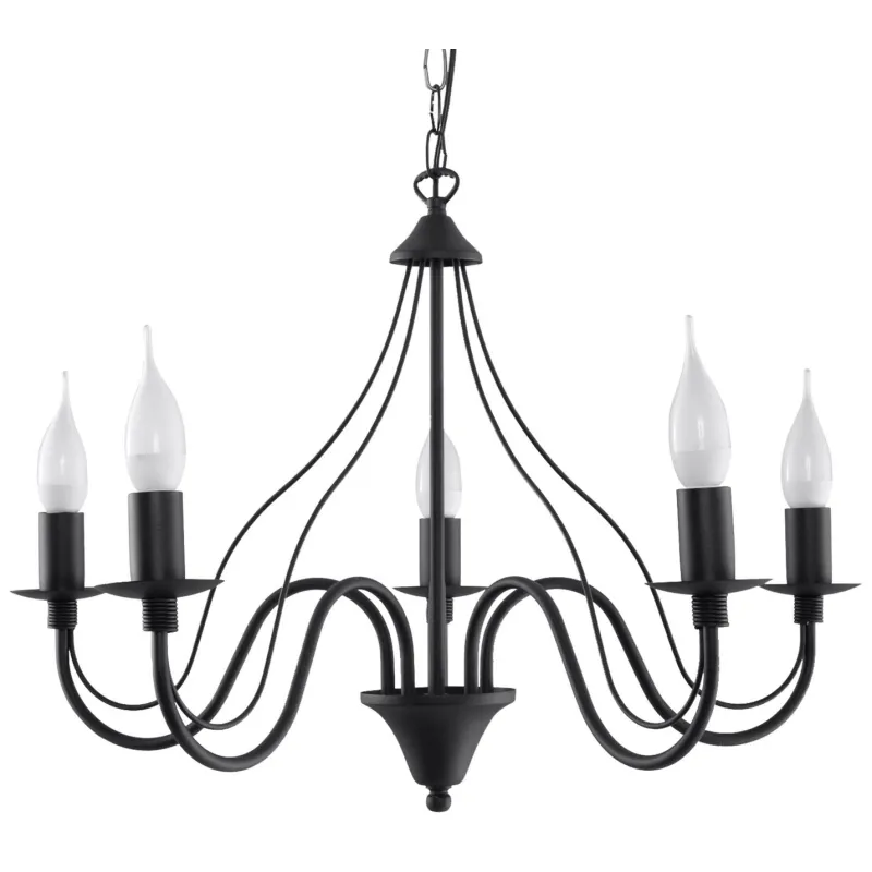 Chandelier MINERWA 5, acier, noir - Pas cher