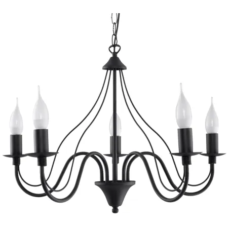 Chandelier MINERWA 5, acier, noir - Pas cher