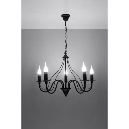 Chandelier MINERWA 5, acier, noir - Pas cher