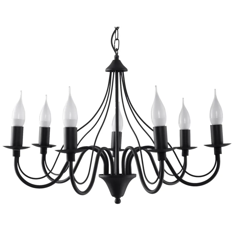 Chandelier MINERWA 7, acier, noir - Pas cher