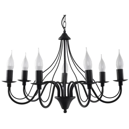 Chandelier MINERWA 7, acier, noir - Pas cher