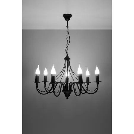Chandelier MINERWA 7, acier, noir - Pas cher