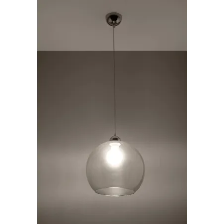 Suspension BALL, verre/acier, transparent/chrome, E27 - Pas cher
