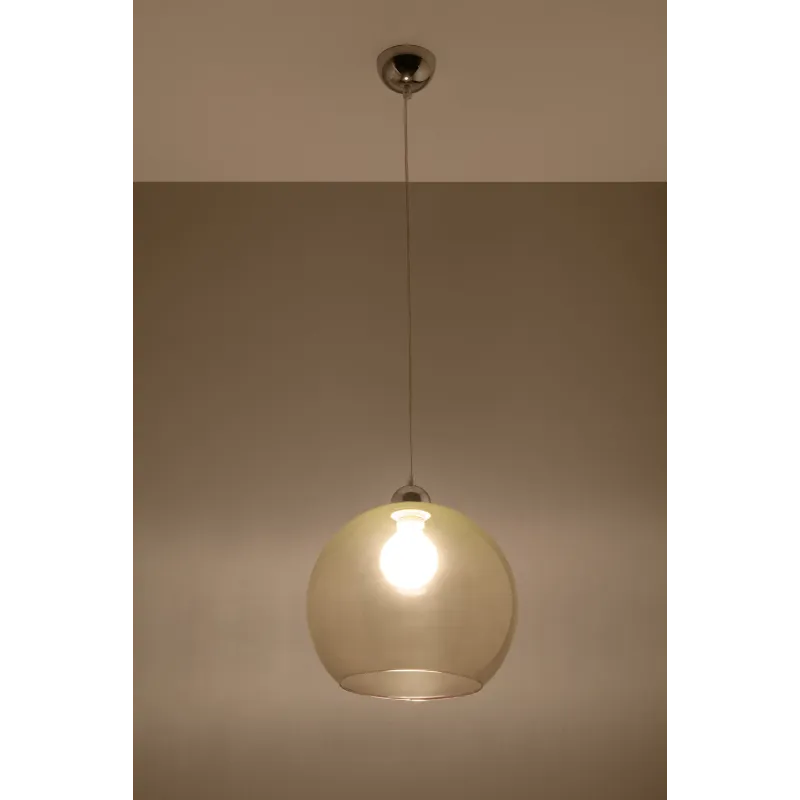 Suspension BALL, verre/acier, champagne/chrome, E27 - Pas cher