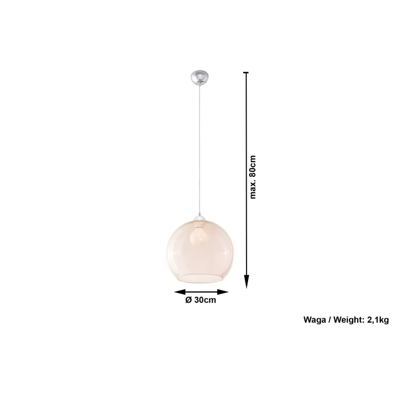 Suspension BALL, verre/acier, champagne/chrome, E27 - Pas cher