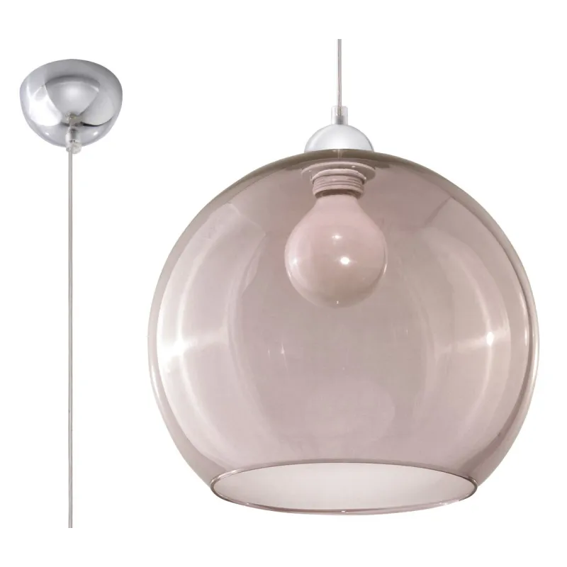 Suspension BALL, verre/acier, graphite/chrome, E27 - Pas cher