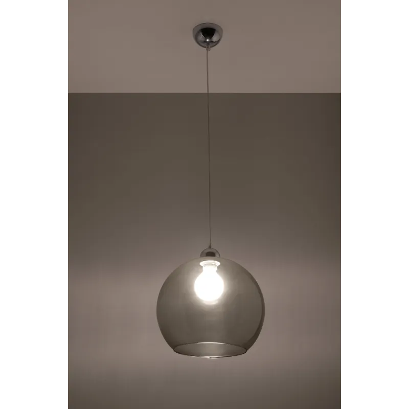 Suspension BALL, verre/acier, graphite/chrome, E27 - Pas cher