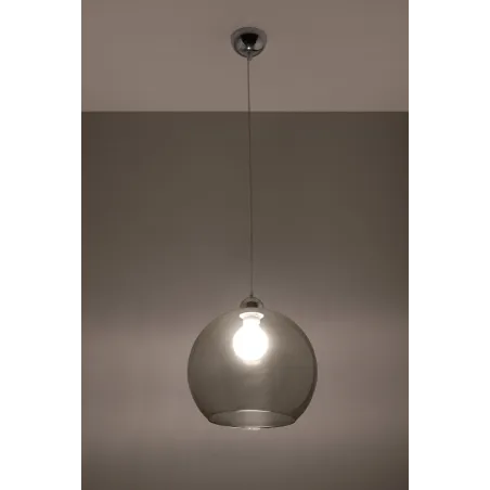 Suspension BALL, verre/acier, graphite/chrome, E27 - Pas cher