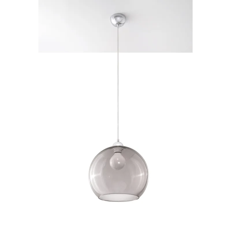 Suspension BALL, verre/acier, graphite/chrome, E27 - Pas cher