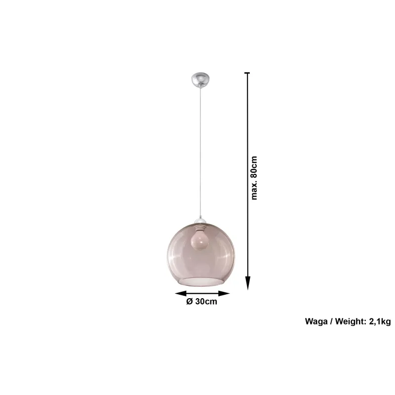 Suspension BALL, verre/acier, graphite/chrome, E27 - Pas cher