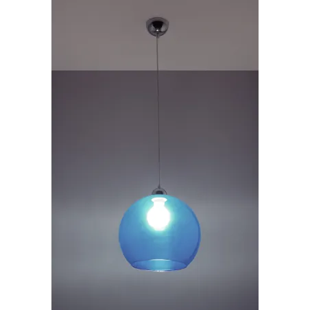 Suspension BALL, verre/acier, bleu/chrome, E27 - Pas cher
