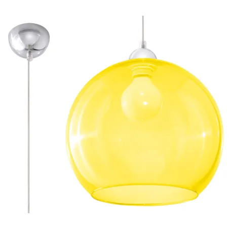 Suspension BALL, verre/acier, jaune/chrome, E27 - Pas cher